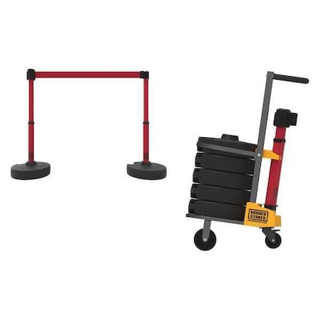 Belt Barrier System, 15 ft Length, 22 in to 42 in Post Height, No Legend MPN:PL4000-R