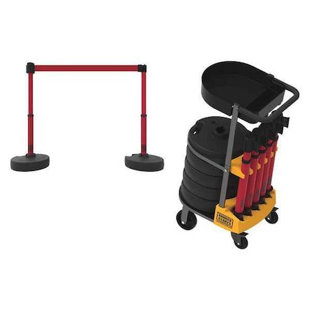Belt Barrier System, 15 ft Length, 22 in to 42 in Post Height, No Legend MPN:PL4000-RT