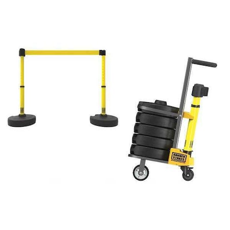 Belt Barrier System, 15 ft Length, 22 in to 42 in Post Height, No Legend MPN:PL4000-Y