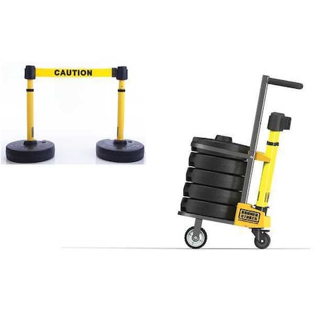 Belt Barrier System, 15 ft Length, 22 in to 42 in Post Height, Caution MPN:PL4001