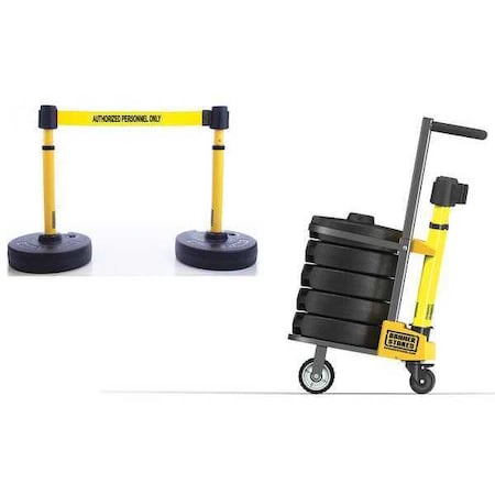 Belt Barrier System, 15 ft Length, 22 in to 42 in Post Height, Authorized Personnel Only MPN:PL4004
