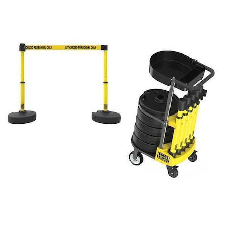 Belt Barrier System, 15 ft Length, 22 in to 42 in Post Height, Authorized Personnel Only MPN:PL4004T