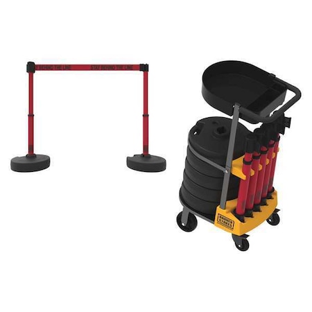 Belt Barrier System, 15 ft Length, 22 in to 42 in Post Height, Stay Behind the Line MPN:PL4012T