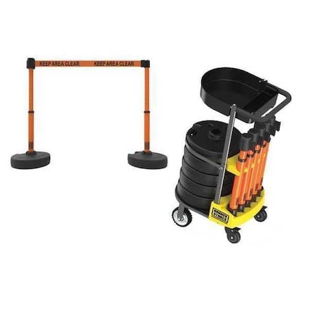 Belt Barrier System, 15 ft Length, 22 in to 42 in Post Height, Keep Area Clear MPN:PL4015T