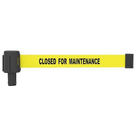 Retractable Belt Head, Yellow, 15 ft Length, Closed for Maintenance, Matte MPN:PL4038