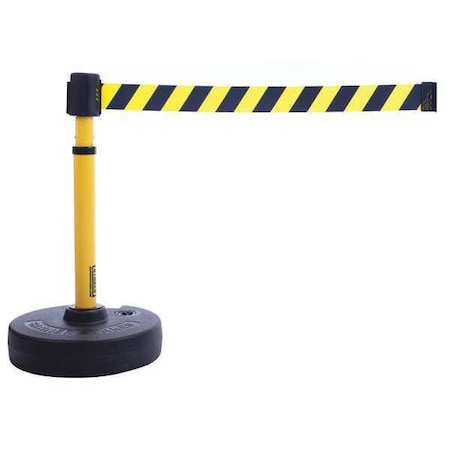 Barrier Post with Belt, Yellow with Black Stripes, 15 ft Length, No Legend MPN:PL4091