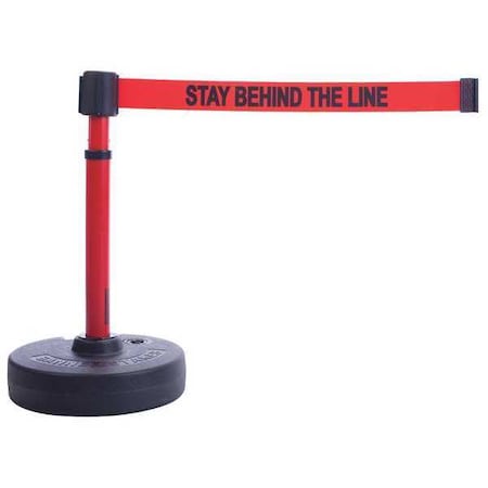 Barrier Post with Belt, Red, 15 ft Length, 22 in to 42 in Adjustable Post Height MPN:PL4095