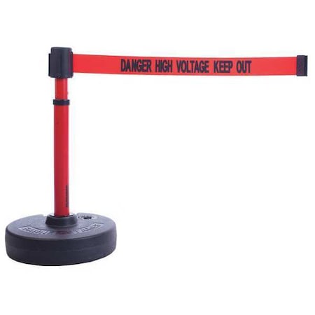 Barrier Post with Belt, Red, 15 ft Length, 22 in to 42 in Adjustable Post Height MPN:PL4096