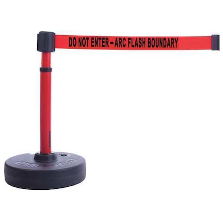 Barrier Post with Belt, Red, 15 ft Length, 22 in to 42 in Adjustable Post Height MPN:PL4097