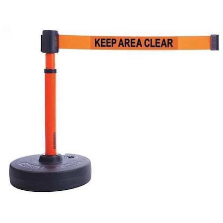 Barrier Post with Belt, Orange, 15 ft Length, 22 in to 42 in Adjustable Post Height MPN:PL4100