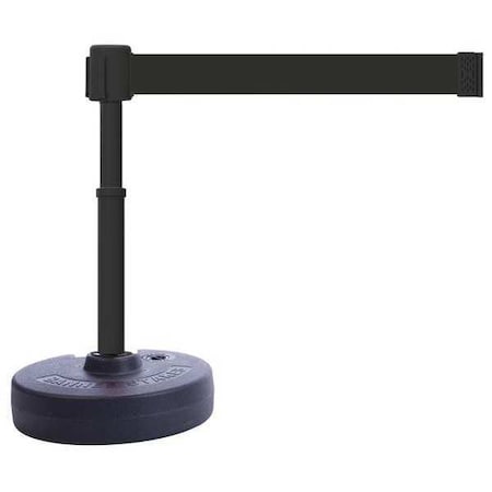 Barrier Post with Belt, Black, 15 ft Length, 22 in to 42 in Adjustable Post Height, No Legend MPN:PL4104
