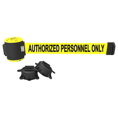 Retractable Belt Barrier, Yellow, 15 ft Length, Authorized Personnel Only MPN:PL4109