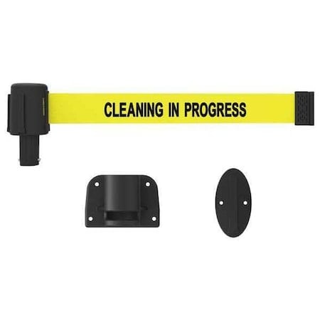 Retractable Belt Barrier, Yellow, 15 ft Length, Cleaning in Progress MPN:PL4110