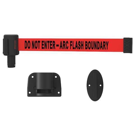 Retractable Belt Barrier, Red, 15 ft Length, Do Not Enter - Arc Flash Boundary MPN:PL4116