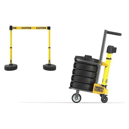 Belt Barrier System, 15 ft Length, 22 in to 42 in Post Height, Caution MPN:PL4122
