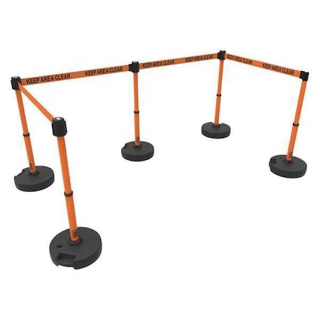 Barrier Post with Belt, Orange, 15 ft Length, 22 in to 42 in Adjustable Post Height MPN:PL4500