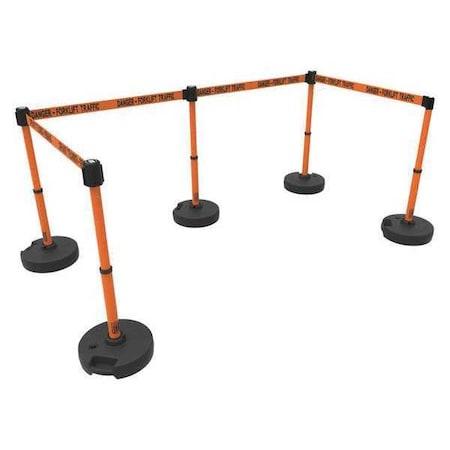 Barrier Post with Belt, Orange, 15 ft Length, 22 in to 42 in Adjustable Post Height MPN:PL4502