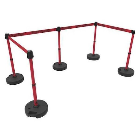 Belt Barrier System, Red, 15 ft Length, 22 in to 42 in Adjustable Post Height MPN:PL4597