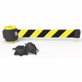 Banner Stakes Magnetic Wall Mount Barrier 30' Black/Yellow Stripe Belt MH5007