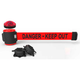 Banner Stakes Magnetic Wall Mount Barrier W/Light Kit 30' Red 