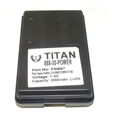 Battery, Lithium-Ion, Fits Vertex MPN:QVB-67L