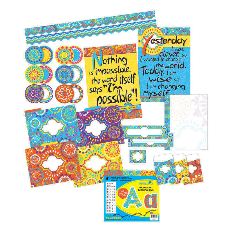 Barker Creek Moroccan Classroom And Bulletin Board Set, Multicolor MPN:3566