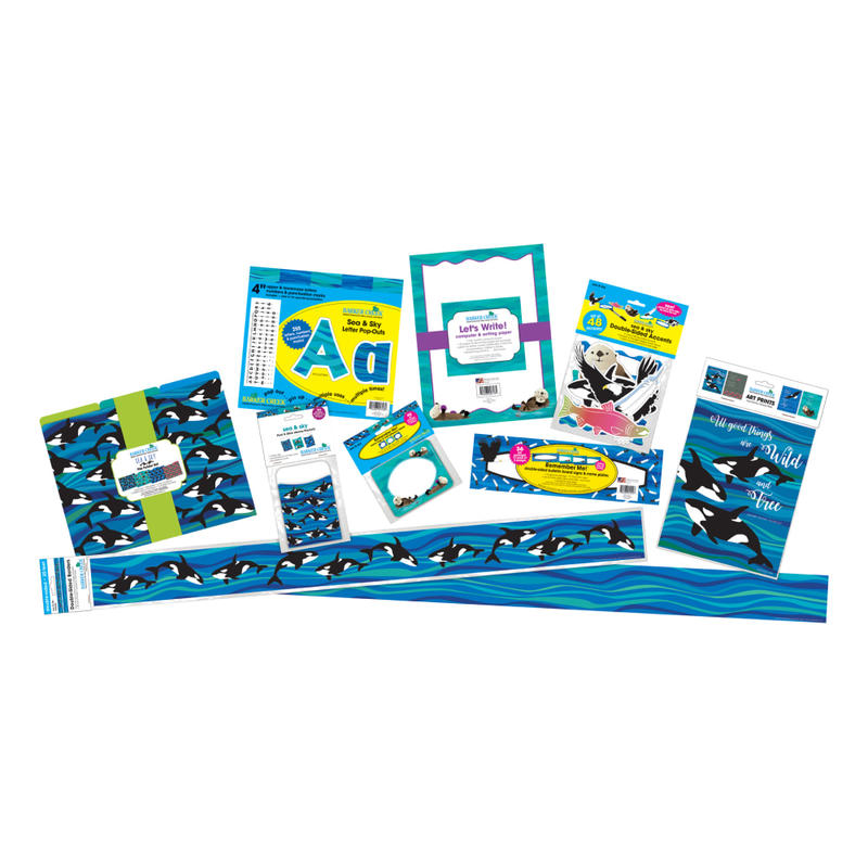Barker Creek Sea & Sky Classroom And Bulletin Board Set, Multicolor MPN:3999