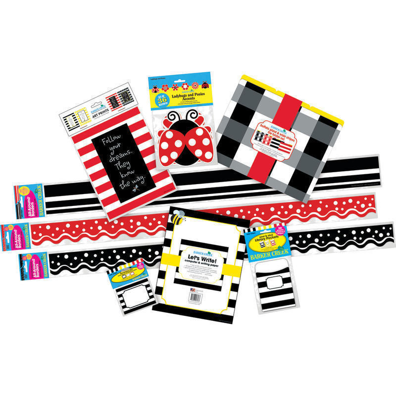 Barker Creek Classroom Decor Set, Follow Your Dreams Buffalo Plaid And Wide Stripes, Pre-K To College MPN:BC3726