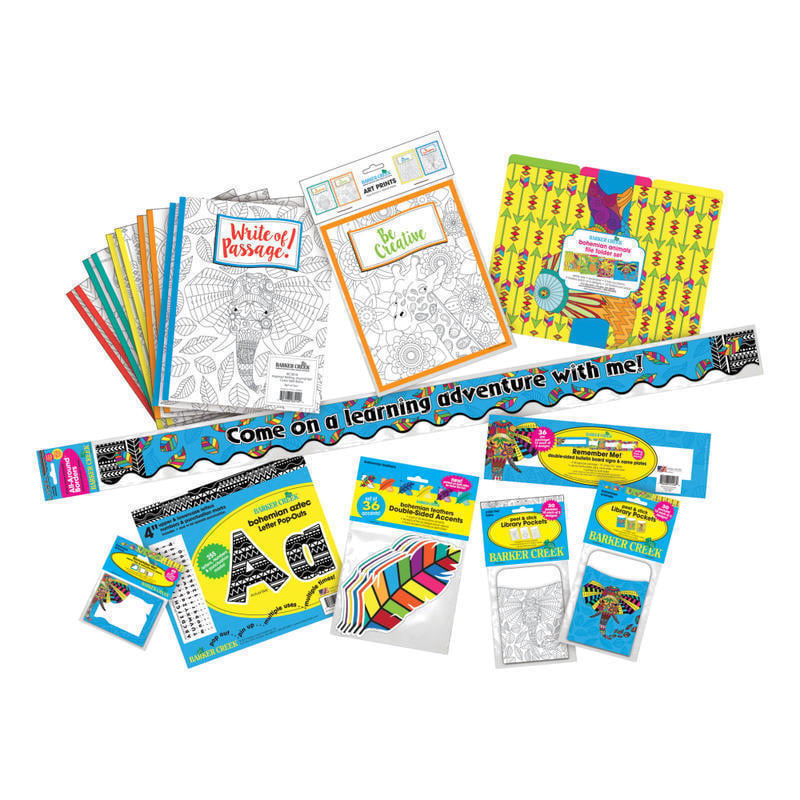 Barker Creek Classroom Decor Set, Bohemian Animal Decor And Journal Set, Pre-K To College MPN:BC3729