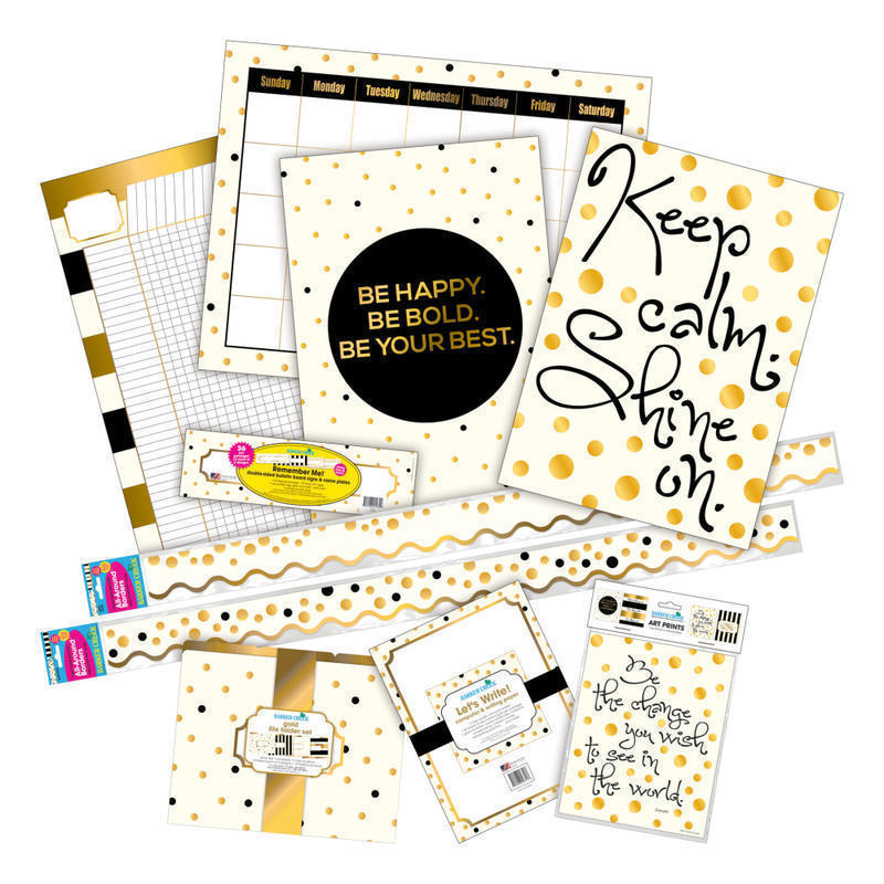 Barker Creek Classroom Decor Set, Shine On Gold, Pre-K To College MPN:BC3730