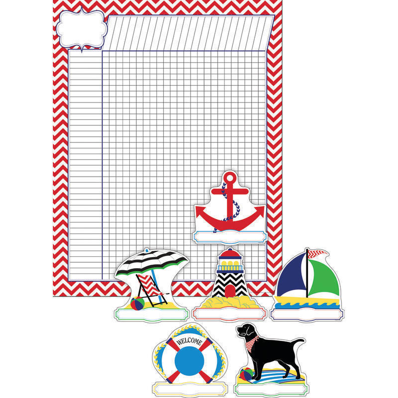 Barker Creek Chart And Accent Set, 19in x 13 1/4in, Nautical Chevron MPN:BC3738