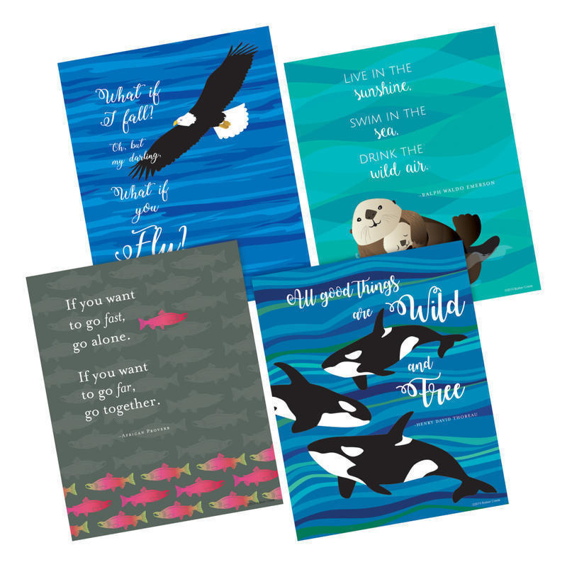Barker Creek Art Print Set, 8in x 10in, Sea & Sky, Set Of 4 Prints MPN:3107