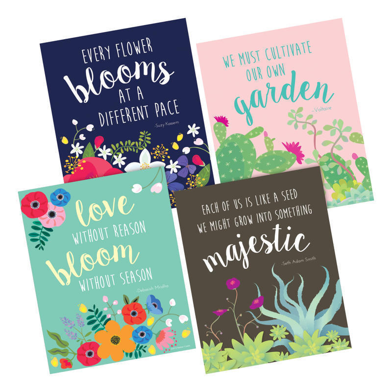 Barker Creek Art Print Set, 8in x 10in, Petals & Prickles, Set Of 4 Prints MPN:3113