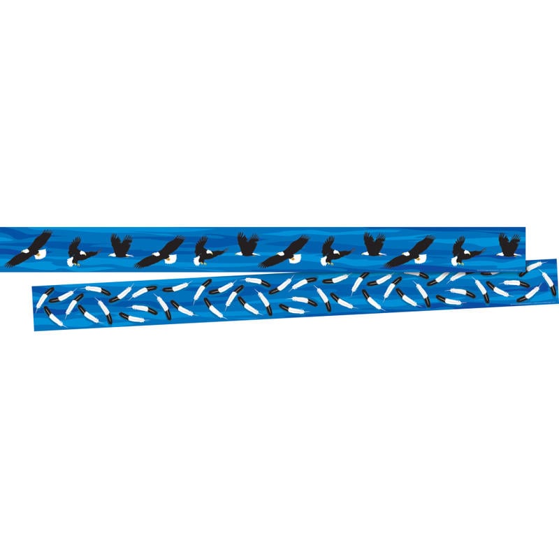 Barker Creek Double-Sided Borders, 3in x 35in, Sea & Sky Eagles, 12 Strips Per Pack, Set Of 2 Packs MPN:4015