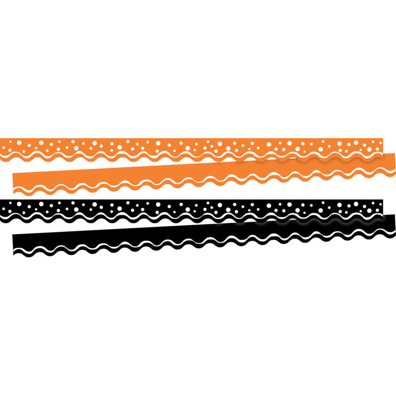 Barker Creek Double-Sided Scalloped Borders, 2-1/4in x 36in, Halloween, 13 Strips Per Pack, Set Of 2 Packs MPN:4022