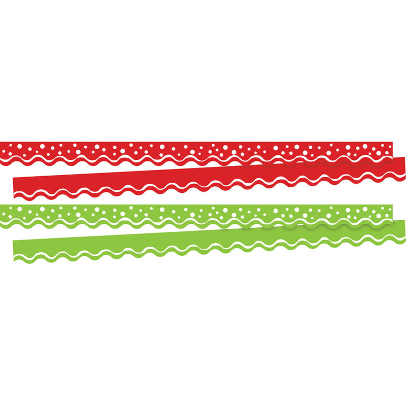 Barker Creek Double-Sided Scalloped Borders, 2-1/4in x 36in, Christmas, 13 Strips Per Pack, Set Of 2 Packs MPN:4023