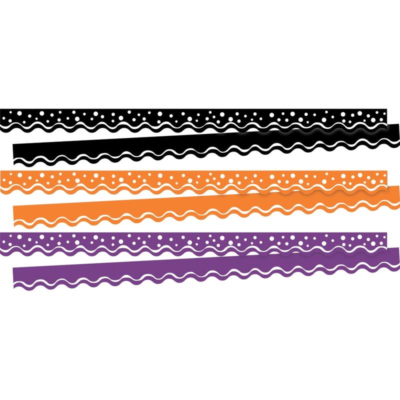 Barker Creek Double-Sided Scalloped Borders, 2-1/4in x 36in, Halloween, 13 Strips Per Pack, Set Of 3 Packs MPN:4026