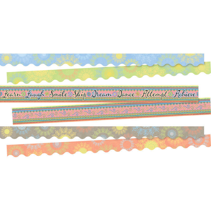 Barker Creek Double-Sided Straight-Edge/Scalloped-Edge Border Strip Set, Calming Sunset, Set Of 38 Strips MPN:4028