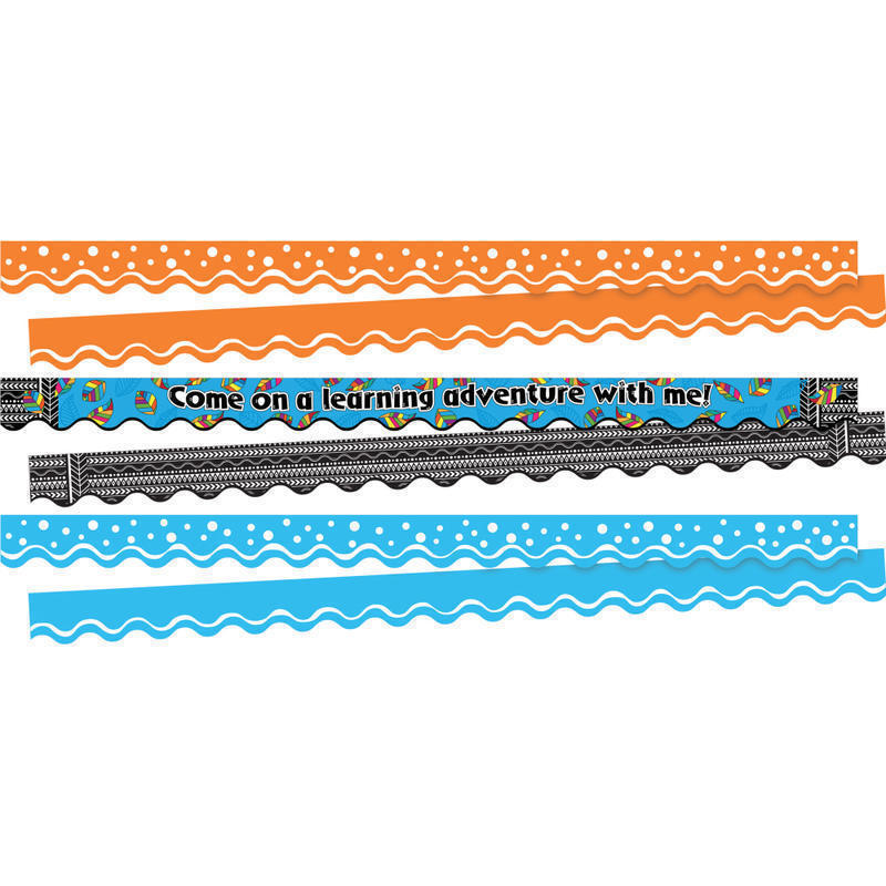 Barker Creek Double-Sided Scalloped Borders, 2-1/4in x 36in, Learning Adventure, 13 Strips Per Pack, Set Of 3 Packs MPN:4030