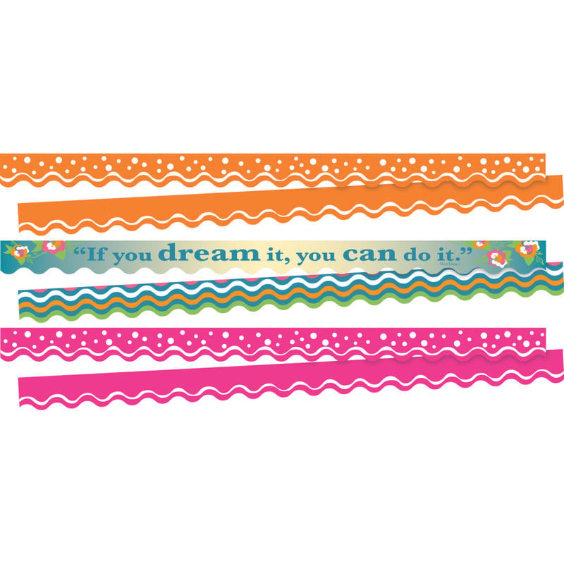 Barker Creek Double-Sided Scalloped Borders, 2-1/4in x 36in, Dream It, 13 Strips Per Pack, Set Of 3 Packs MPN:4032