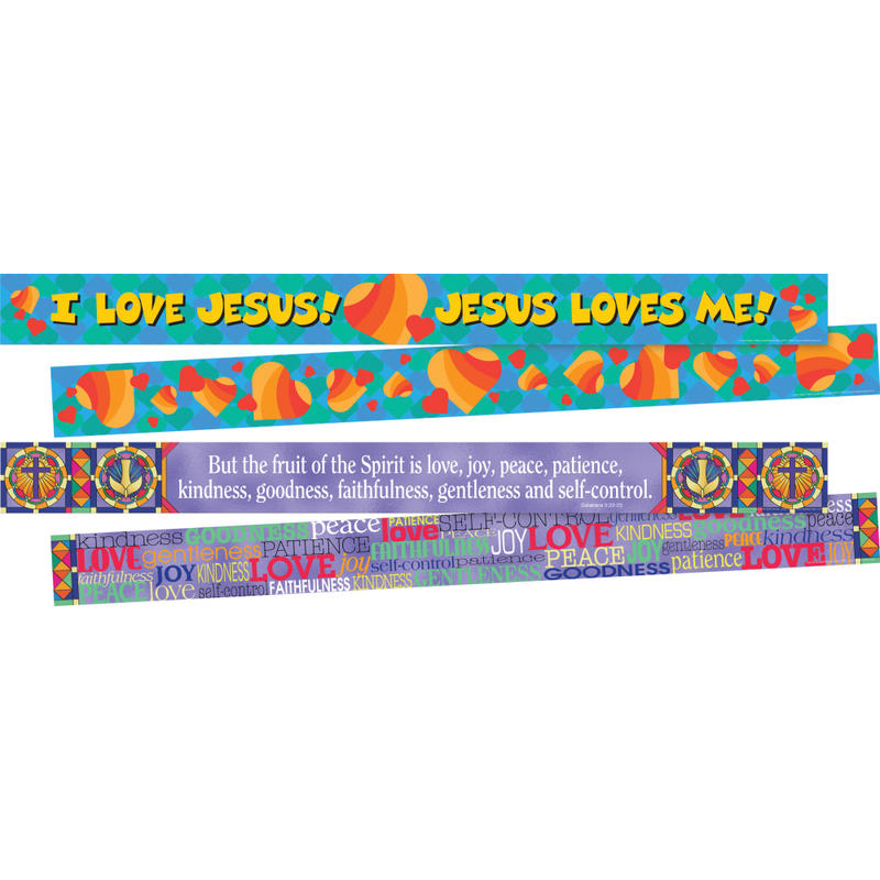 Barker Creek Double-Sided Borders, 3in x 35in, Spiritual, 12 Strips Per Pack, Set Of 2 Packs MPN:4041