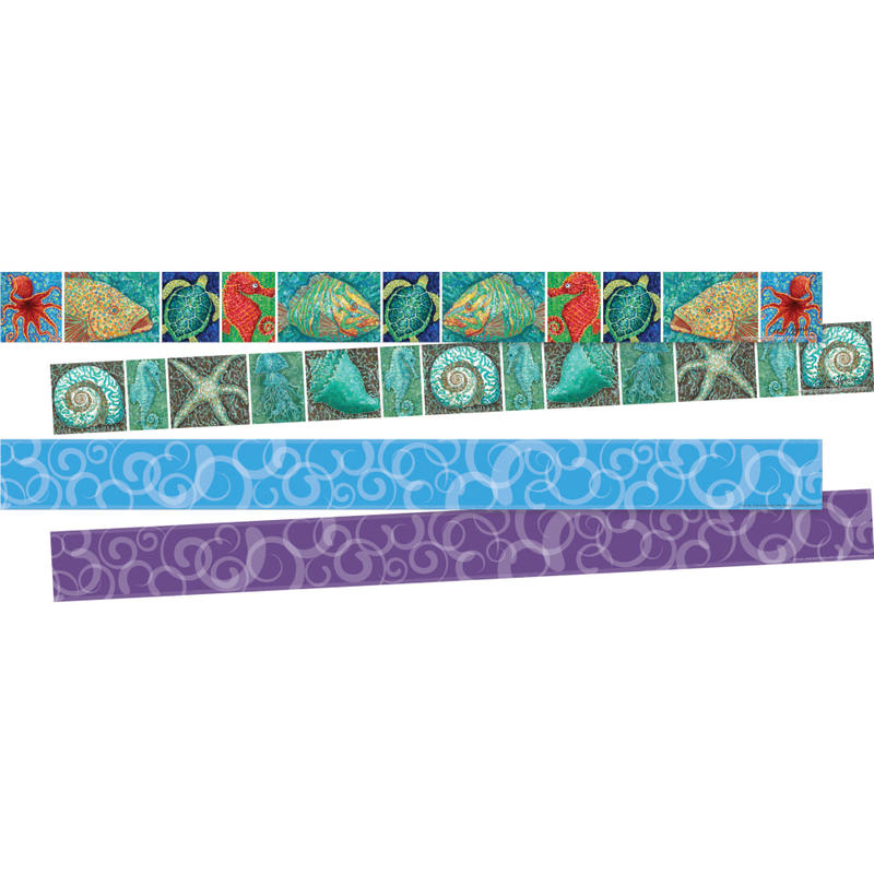Barker Creek Double-Sided Borders, 3in x 35in, Ocean, 12 Strips Per Pack, Set Of 2 Packs MPN:4042