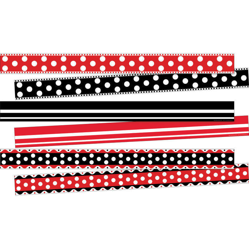 Barker Creek Double-Sided Borders, 3in x 35in, Stripes & Dots, 12 Strips Per Pack, Set Of 3 Packs MPN:4044