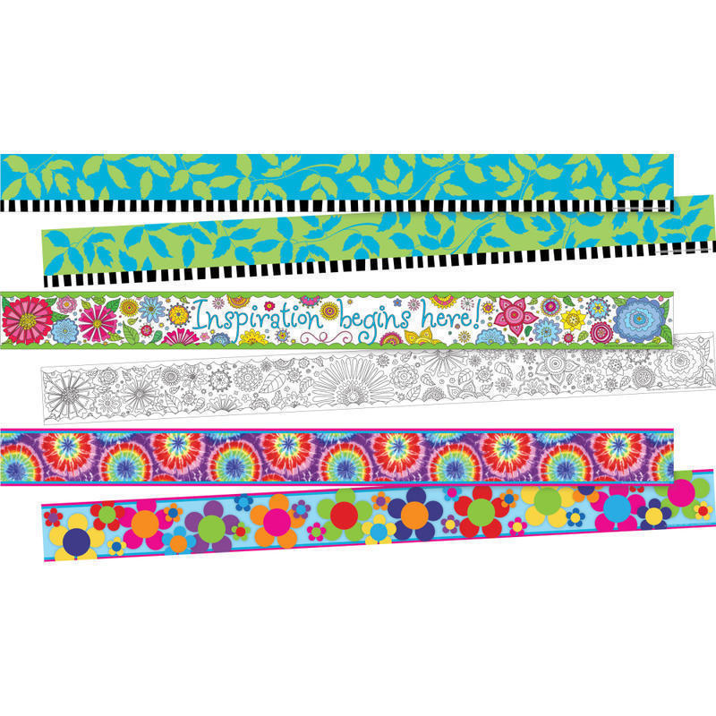 Barker Creek Double-Sided Borders, 3in x 35in, Floral, 12 Strips Per Pack, Set Of 3 Packs MPN:4045