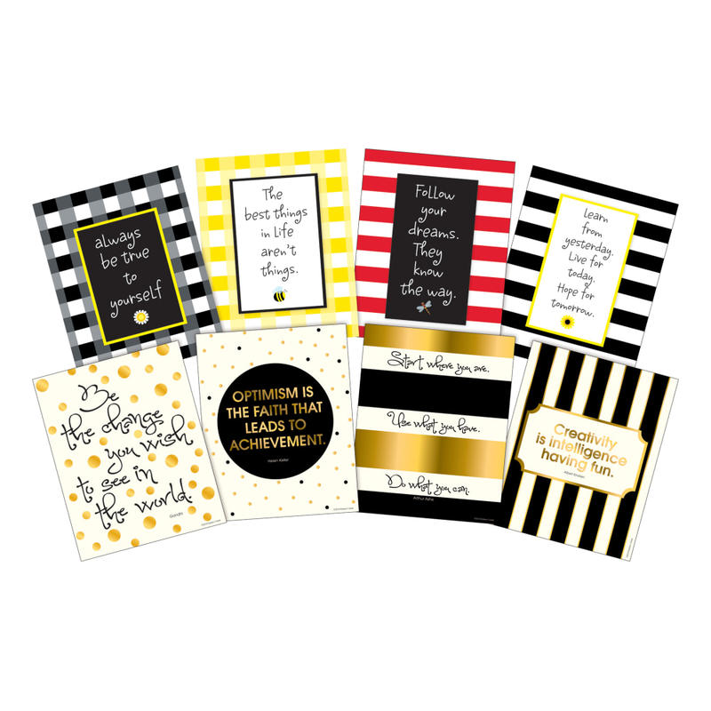 Barker Creek Art Prints, 8in x 10in, Gold/Buffalo Plaid, Set Of 8 Prints MPN:4186