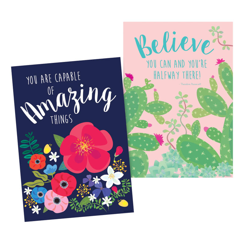Barker Creek Petals & Prickles Poster Duet Set, 13-3/8in x 19in, Multicolor, Preschool - College MPN:BC1883
