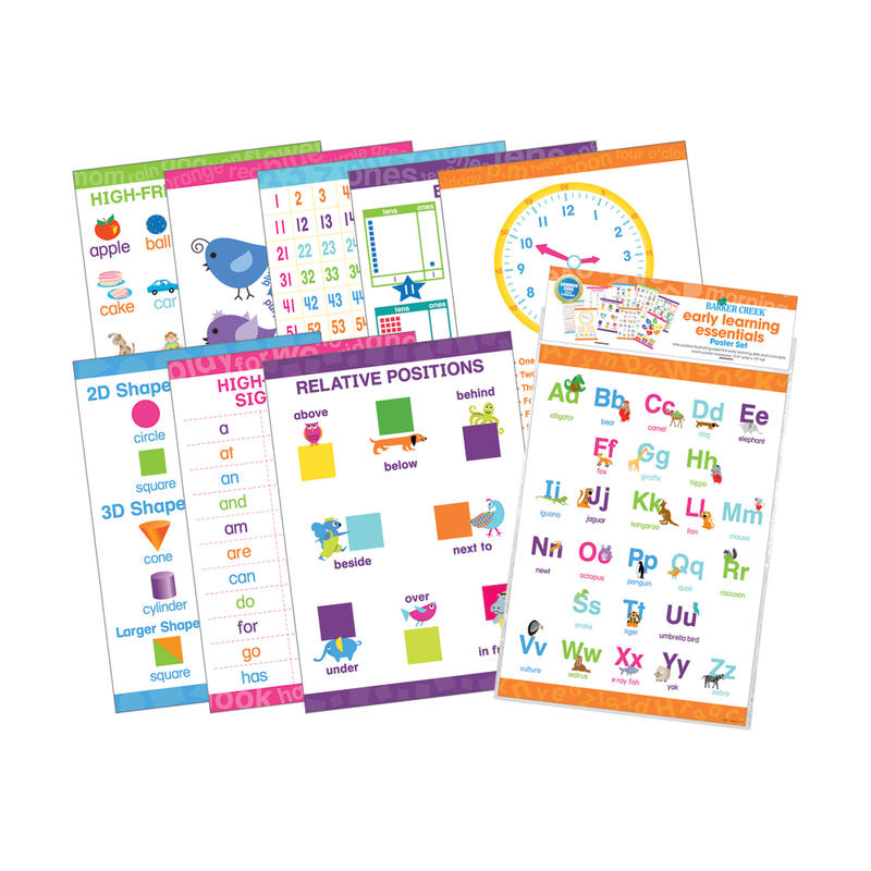 Barker Creek Early Learning Essentials Poster Set, Pack Of 9 MPN:BC1886