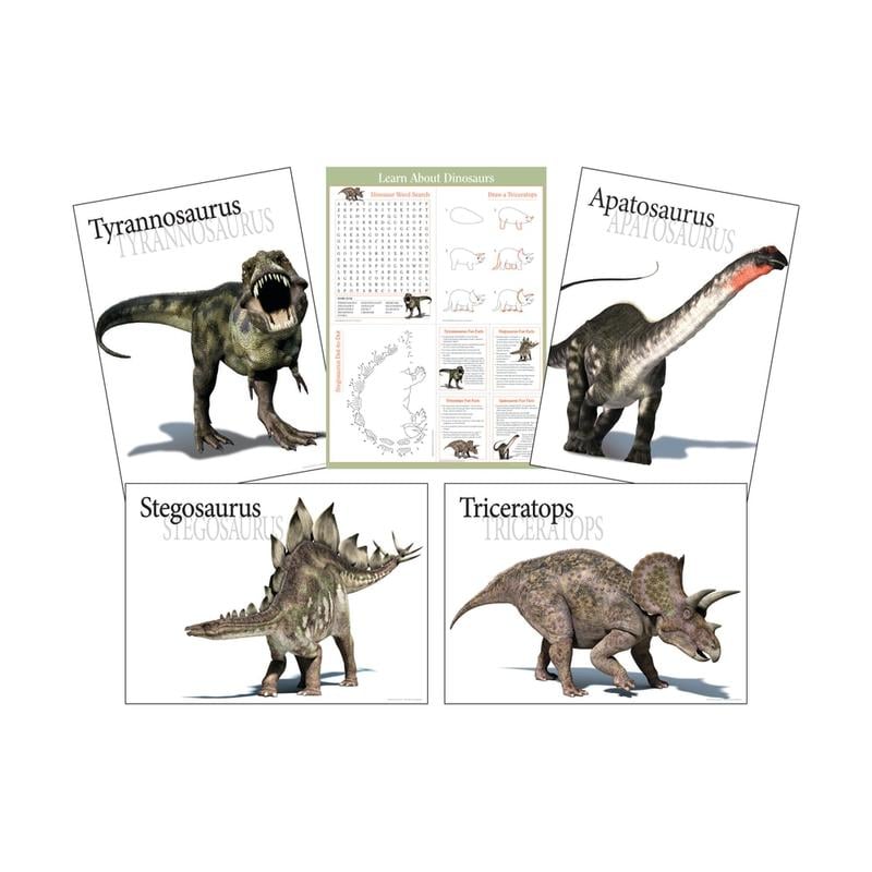 Barker Creek Dinosaur Poster Set, 17 1/2inH x 24inW, Grades Pre-K-College MPN:BC1890