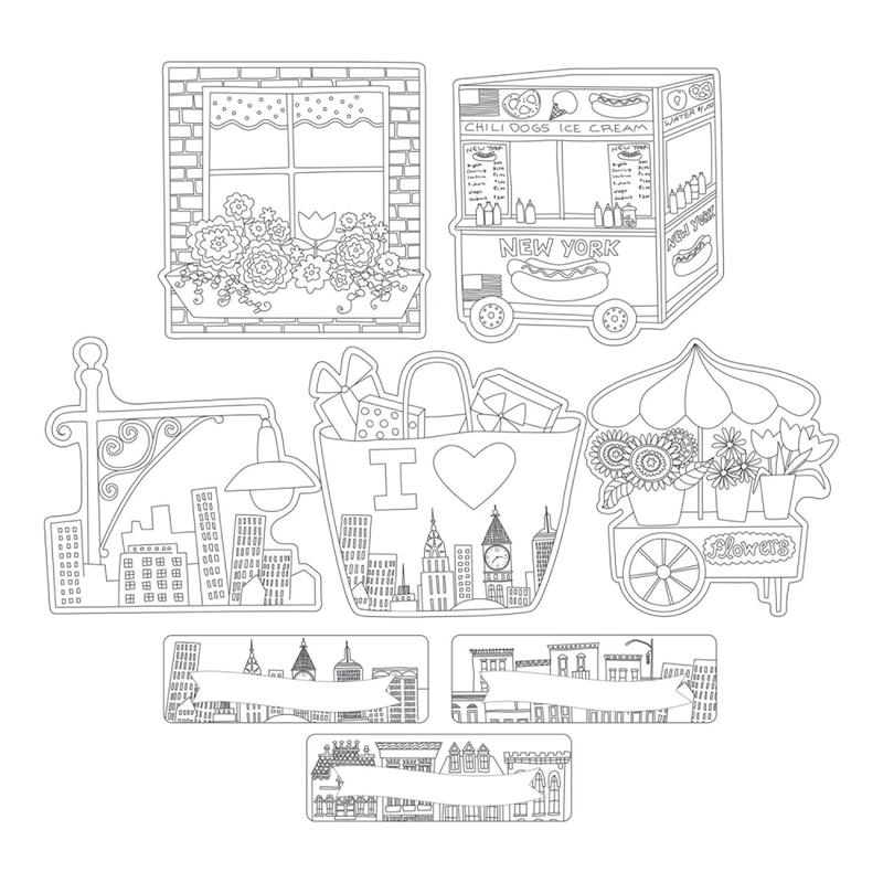 Barker Creek Double-Sided Accents, Color Me! Cityscapes, Set Of 48 Accents MPN:BC2217