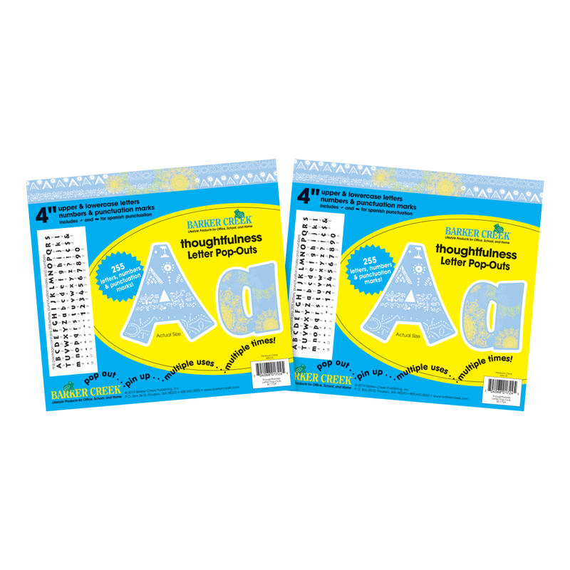 Barker Creek Letter Pop-Outs, 4in, Thoughtfulness, 255 Characters Per Pack, Set Of 2 Packs MPN:BC3450